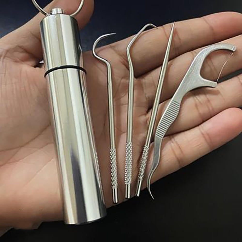 Maliben | Minty Portable Metal Toothpick Cleaner Set