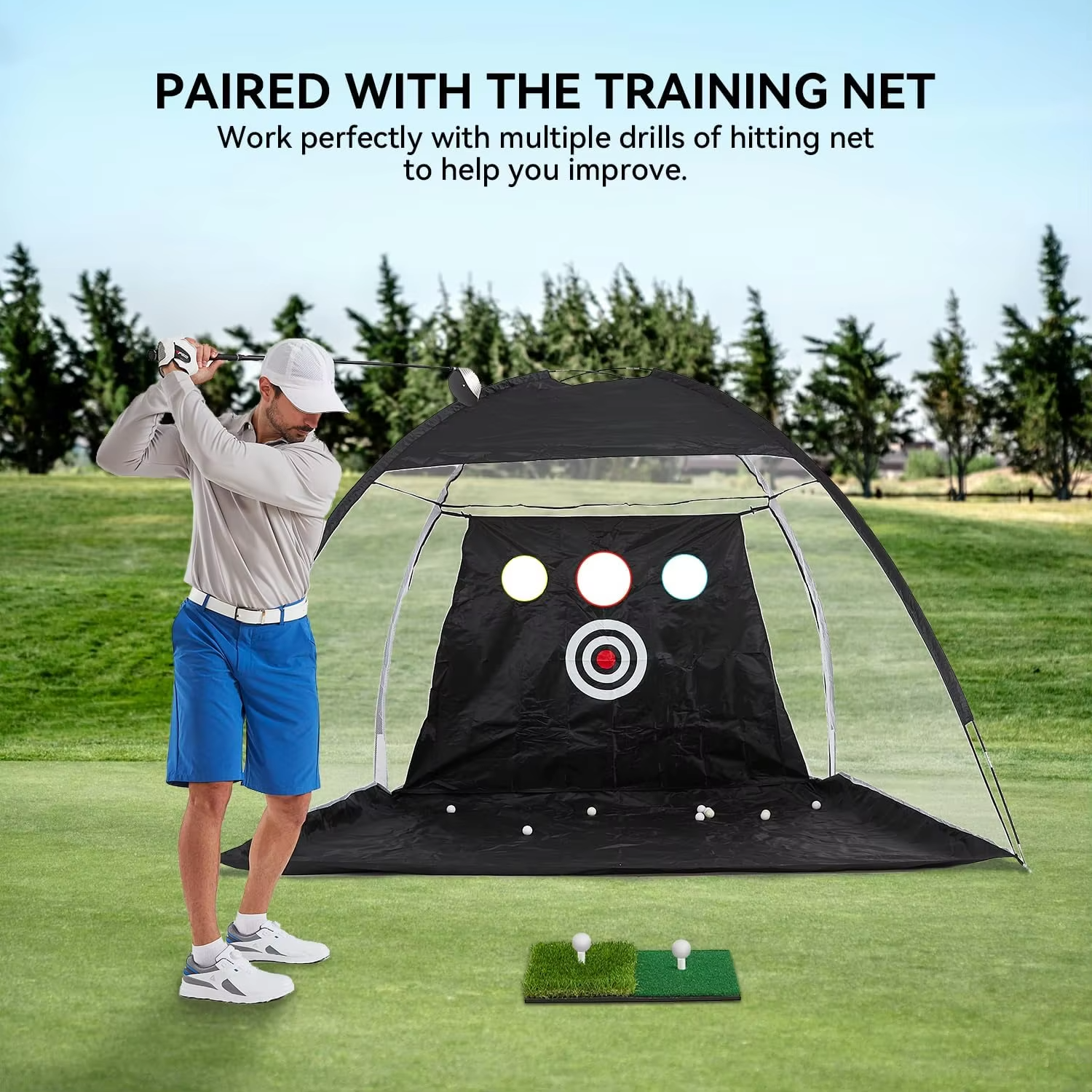 Maliben | Portable Golf Hitting Mat With Tee Hole For Backyard, Garage, And Indoor Practice