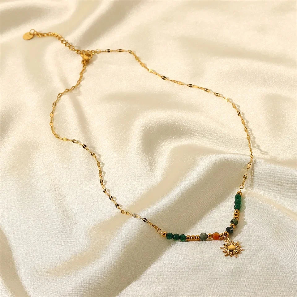 Maliben | Dainty Boho Inspired Sun Pendant Necklace
