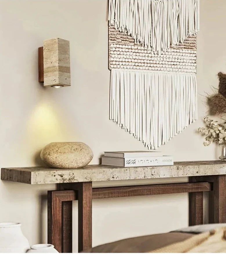 Maliben | Modern Natural Led Wall Lamp Made Of Travertine