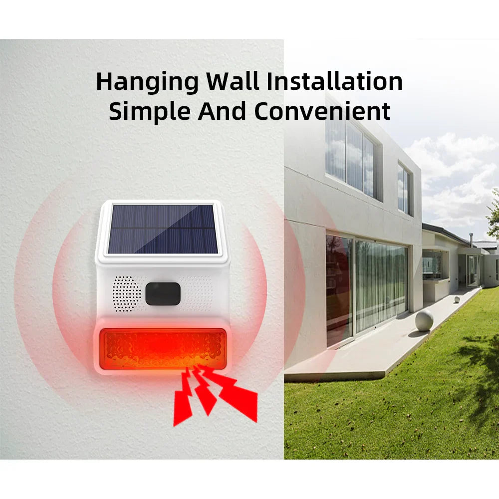 Maliben | Solar-External Siren Securon 433s | 433 Mhz Wireless Alarm Module With Light & Sound | For Gsm/Wifi Alarm Systems | Solar Powered & Weatherproof