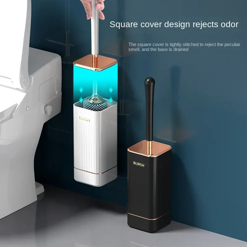 Maliben | Cleanflex Toilet Brush Set | Wall-Mounted Without Drilling | Deep Cleaning With Soft Tpr Bristles