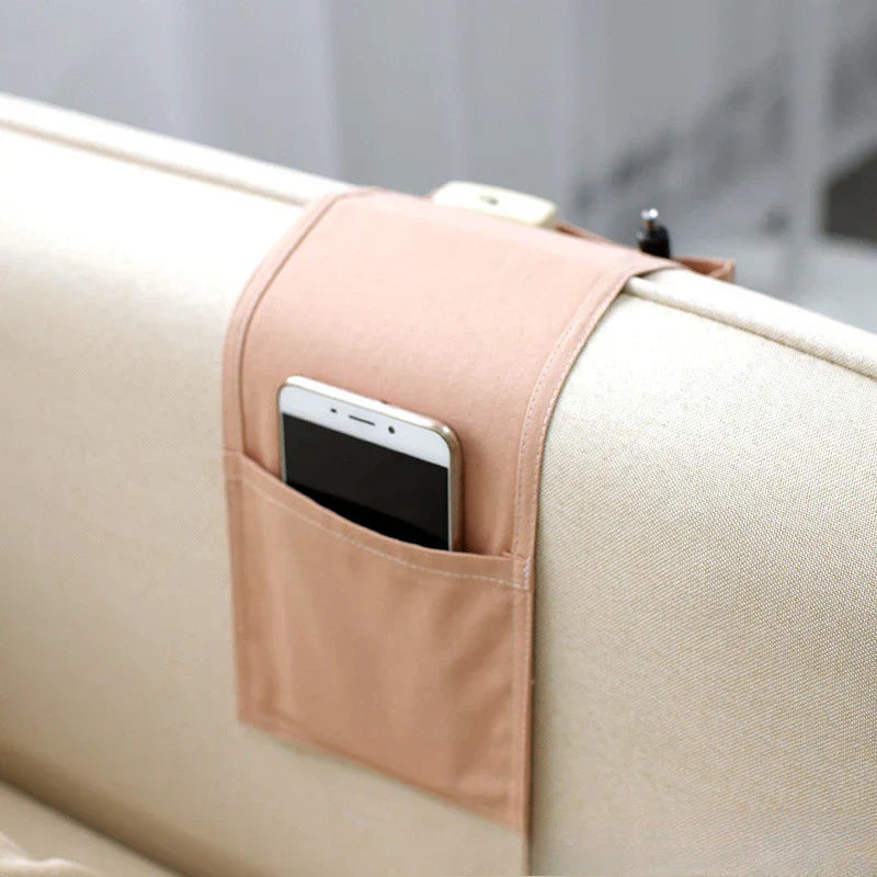 Maliben | Restivo Bed Organizer Made Of Cotton Linen | Hanging Storage With Pockets | For Remote Controls, Books & Accessories – Approx. 30×20×10 Cm