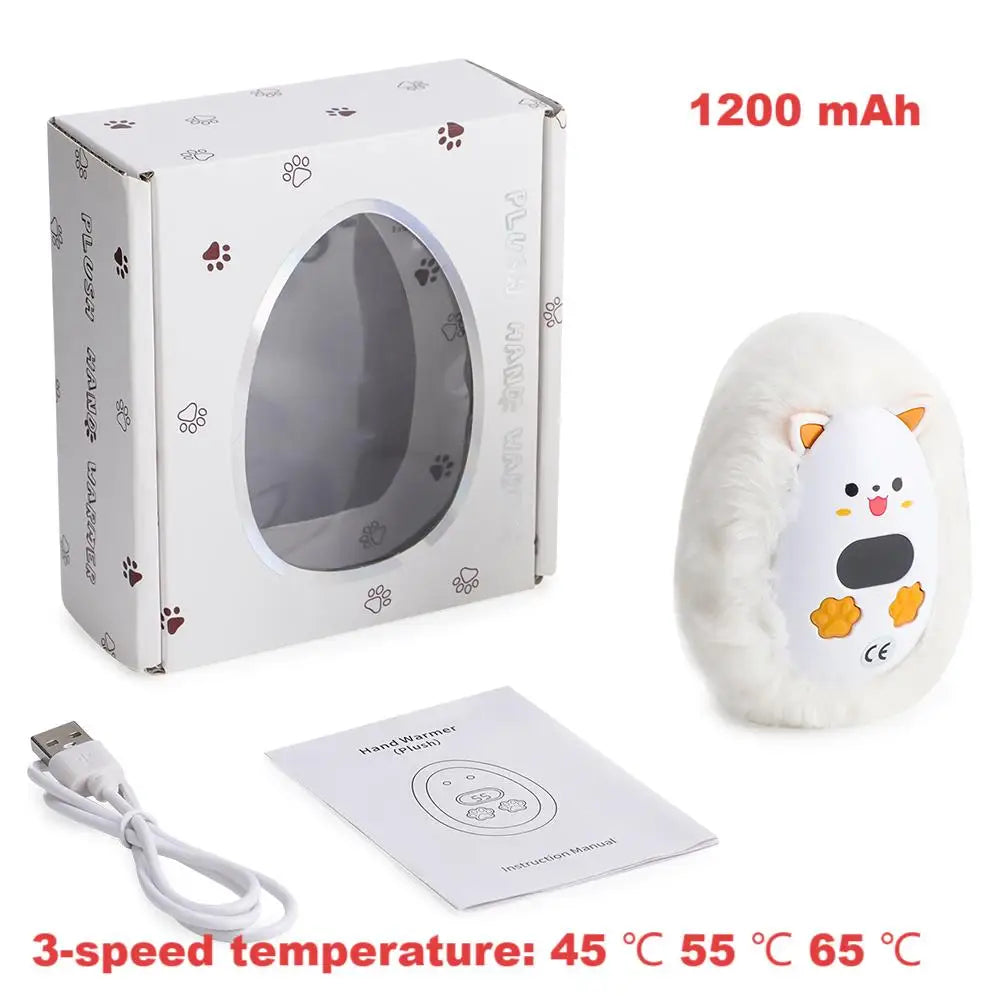 Maliben | Furrio Electric Hand Warmer Fox | Rechargeable 1200 Mah | 3 Heat Levels & Digital Display | Plush Surface | Usb Type-C | Portable For Winter & Office