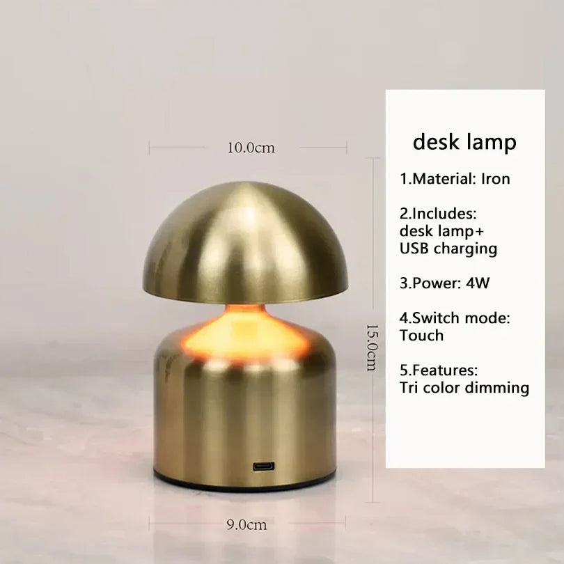 Maliben | Lumoverde Led Table Lamp | Rechargeable | 3 Color Temperatures & Touch Dimmer | 4w | 5v