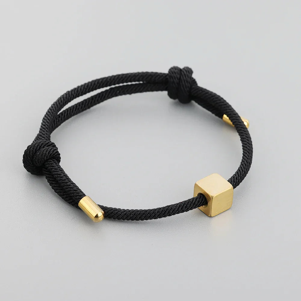 Maliben | Adjustable Couples Box Letter Initial Bracelets