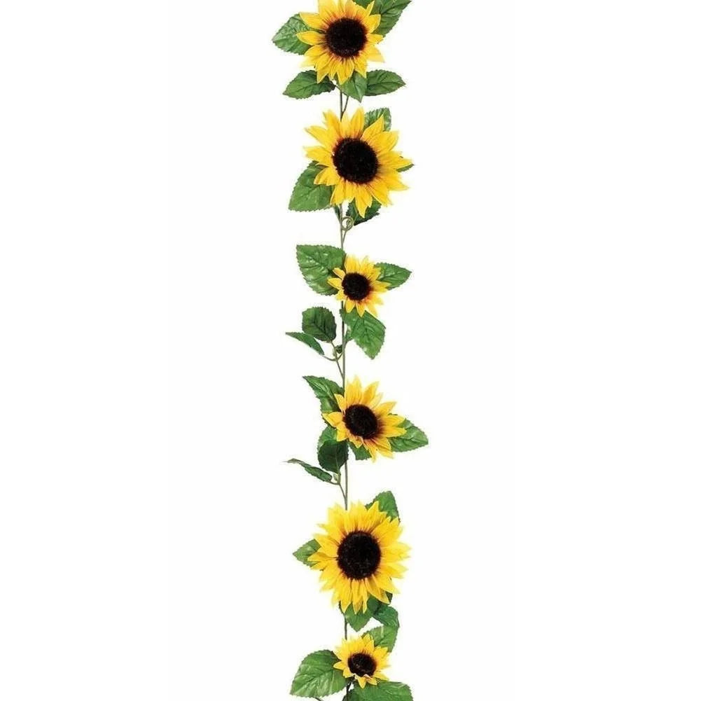 Maliben | Floraviva Sunvine Sunflower Garland Artificial | 2.6 M Length | 12 Flowers Ø 8 Cm | For Wedding, Balcony & Diy Decor