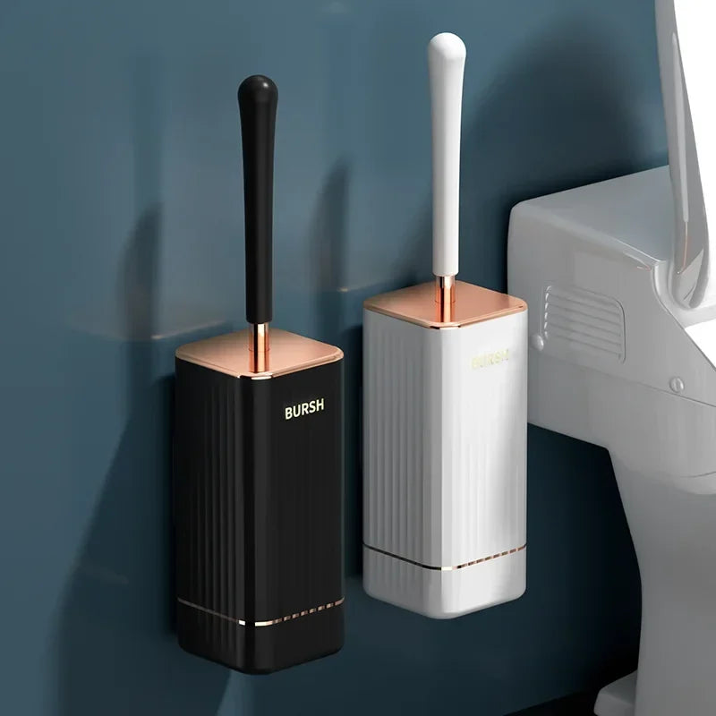 Maliben | Cleanflex Toilet Brush Set | Wall-Mounted Without Drilling | Deep Cleaning With Soft Tpr Bristles