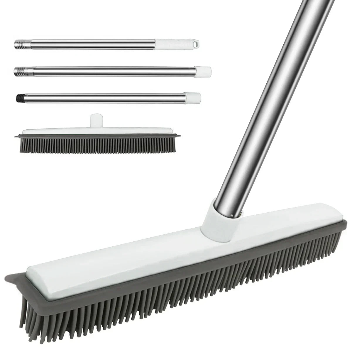 Maliben | Rubber Brooms Hairless Sweeppro | Adjustable Silicone Broom For Pet Hair, Carpet & Windows | For Indoor & Outdoor