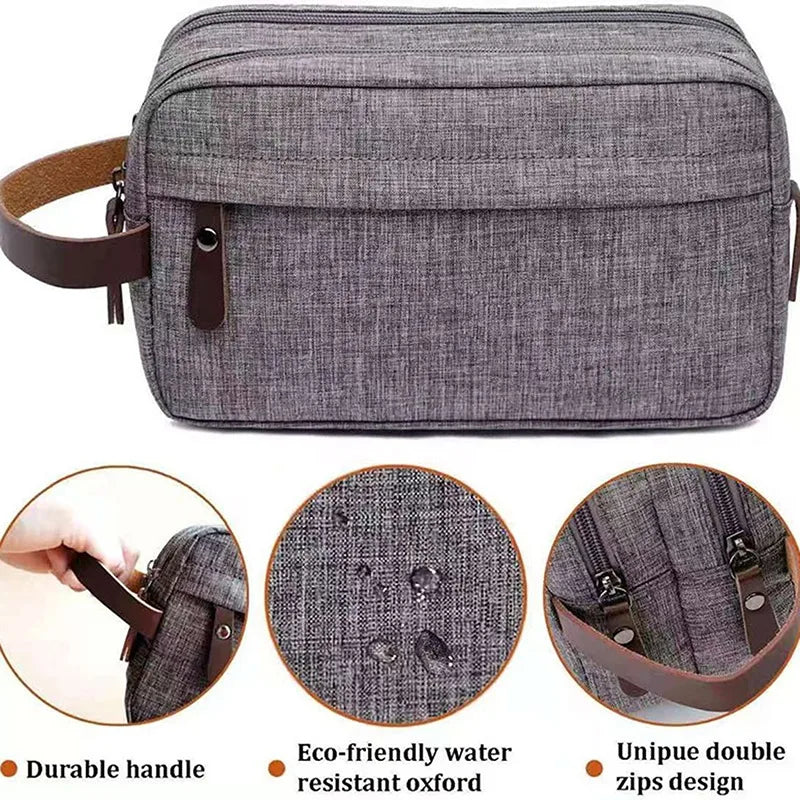 Maliben | Nylonéa Toiletry Bag Unisex | Water-Repellent | Canvas Design With Leather Handle | For Travel & Everyday Use
