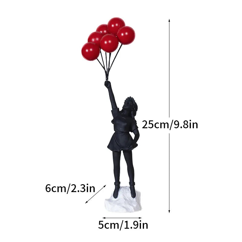 Maliben | Artify Banksy Sculpture Collection | Flower Thrower & Balloon Girl | Pop Art Figures | Modern Office & Home Decoration