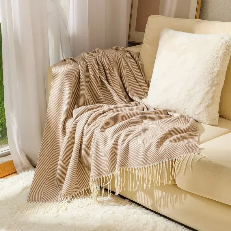Maliben | Nordic Stripe Throw Sofa Blanket