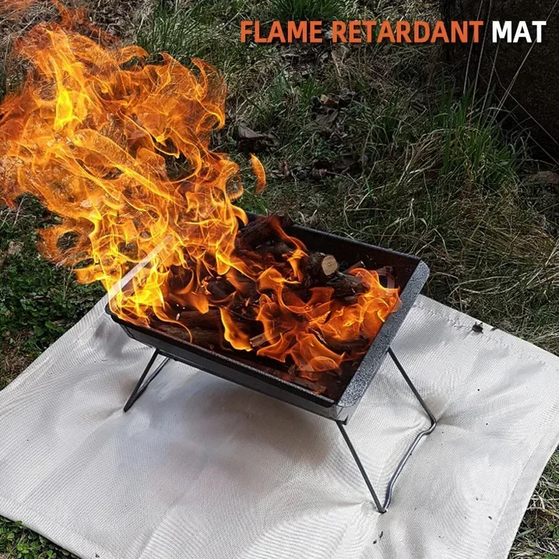 Maliben | Campvita Fire Protection Camping Mat | Heat Resistant & Fireproof | Ideal For Grill & Campfire | Fiberglass Beige