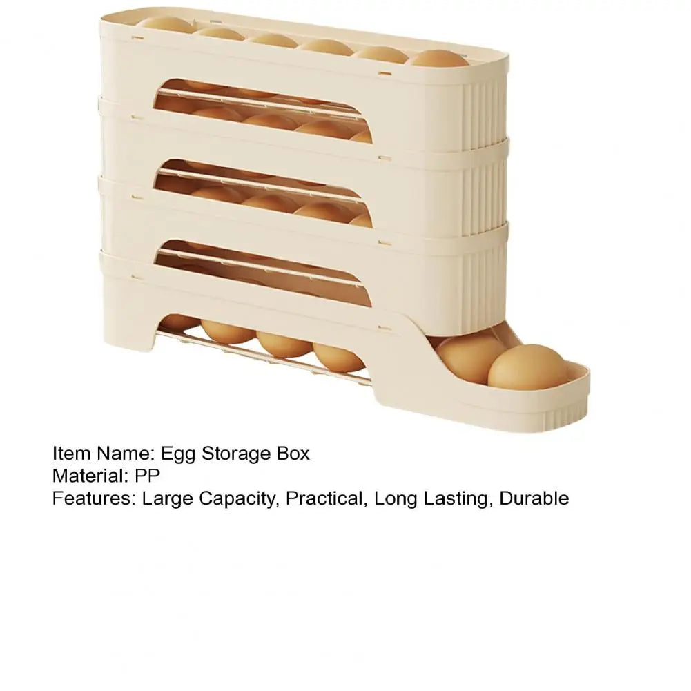 Maliben | Egg Box Rollomaxx | 4-Tier Egg Organizer | Space-Saving & Self-Rolling | Transparent Design