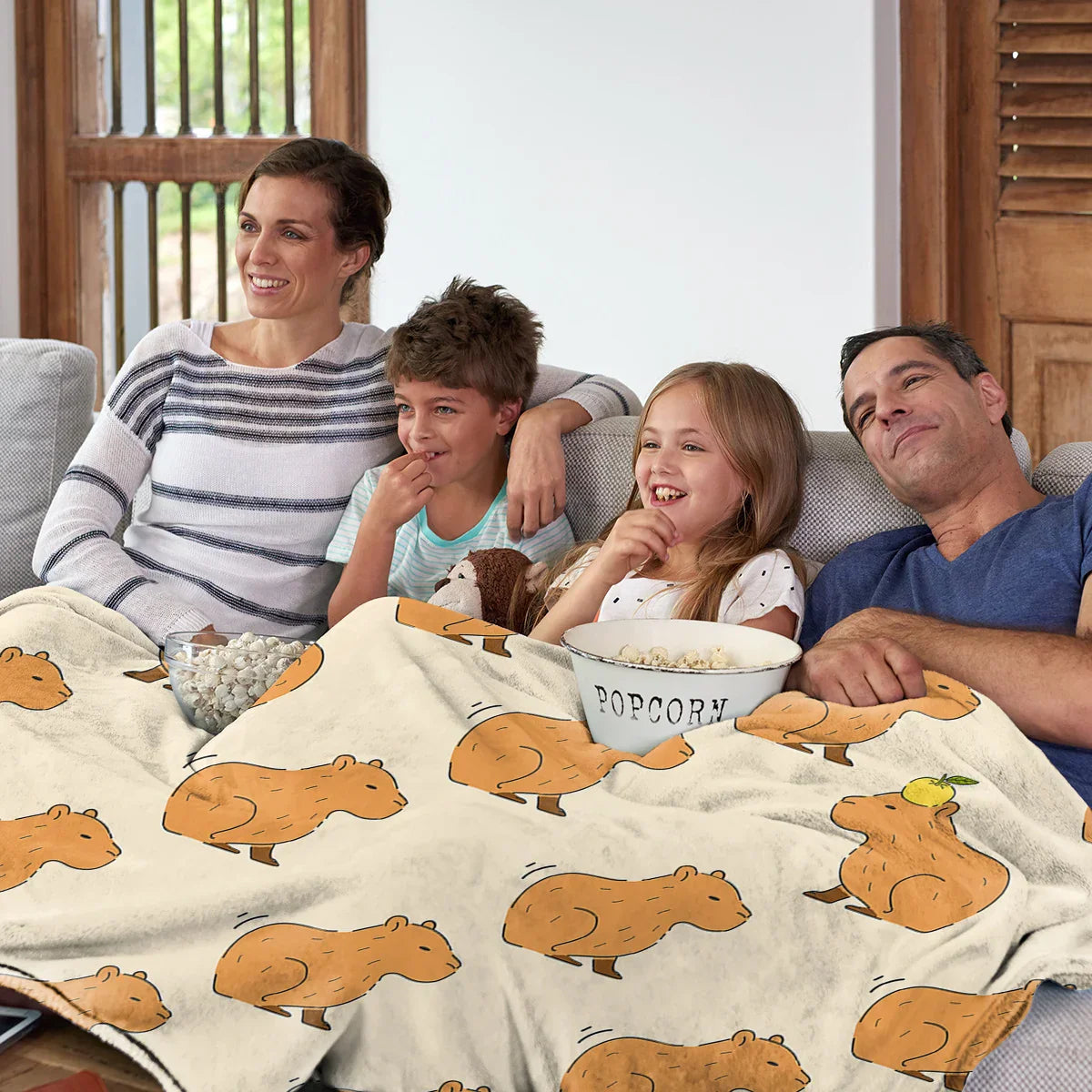 Maliben | Capyloom Cozy Blanket | Fluffy Capybara Cozy Blanket | Soft Flannel Fleece Throw Blanket | Sofa & Bed Cover In 3 Sizes