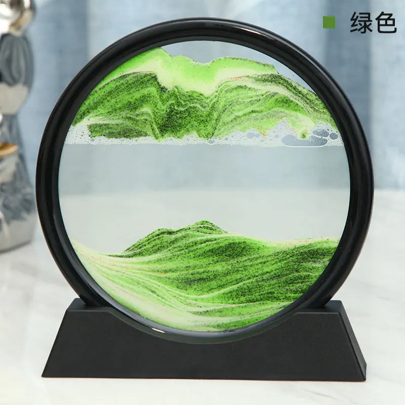 Maliben | 3d Sand Picture Aurelia Flow | MovIng Sand Art in Glass | Relaxation & Decoration | Round Design