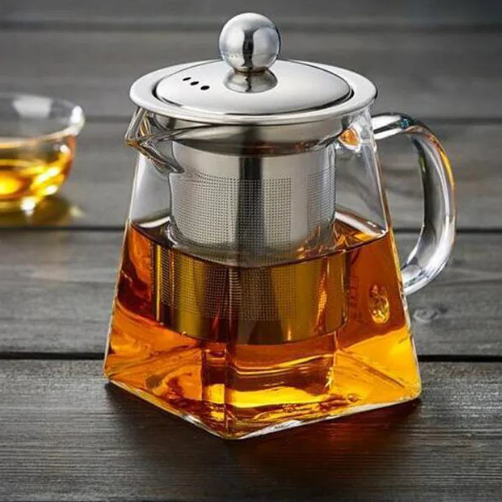 Maliben | Teavora Glass Teapot With Stainless Steel Infuser | Heat Resistant & Dishwasher Safe | For Loose Tea & Tea Flowers | 550/750/950 Ml