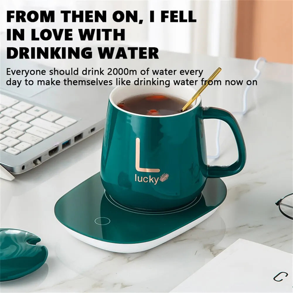 Maliben | Smart Ceramic Mug Heater Cup Coaster Warmer Thermostat Coffee Heating Electric Mug Set Milk Tea Heating Water Home Office Gift