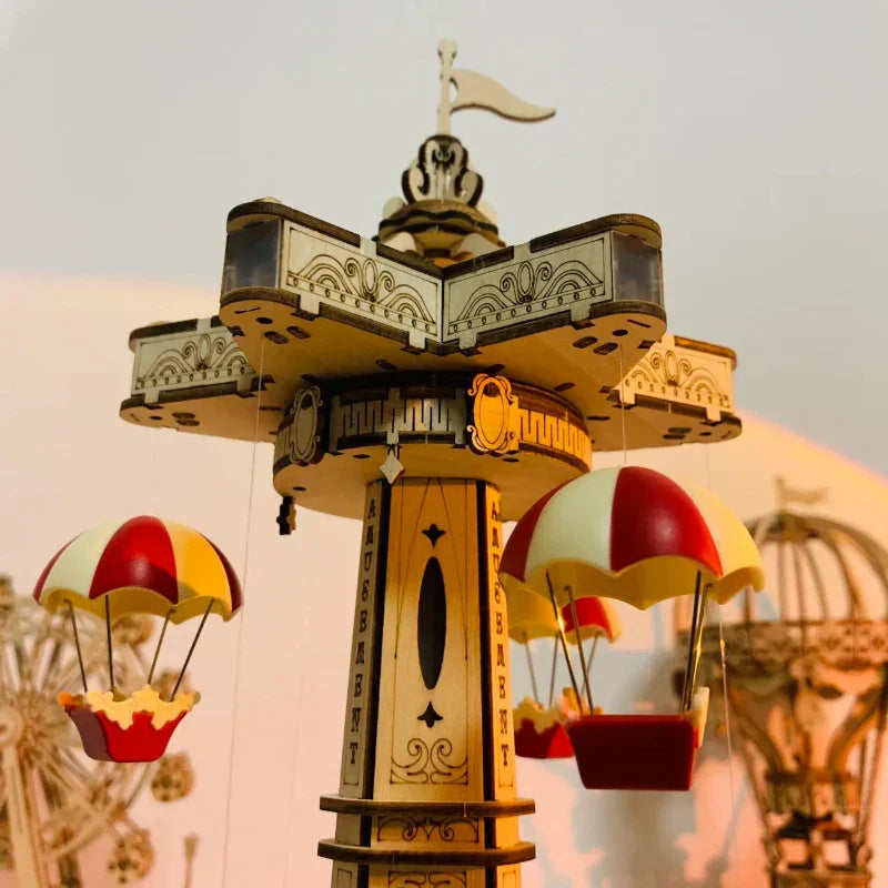 Maliben | Wooden 3d Puzzle Diy Carnival Tower Kit