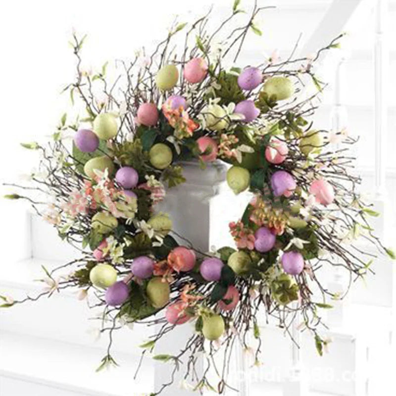 Maliben | 5 Style Bow Ribbon Easter Egg Wreath Easter Egg Garland Door Ornaments Wall Decor Happy Easter 2023 Decor for Home Kids