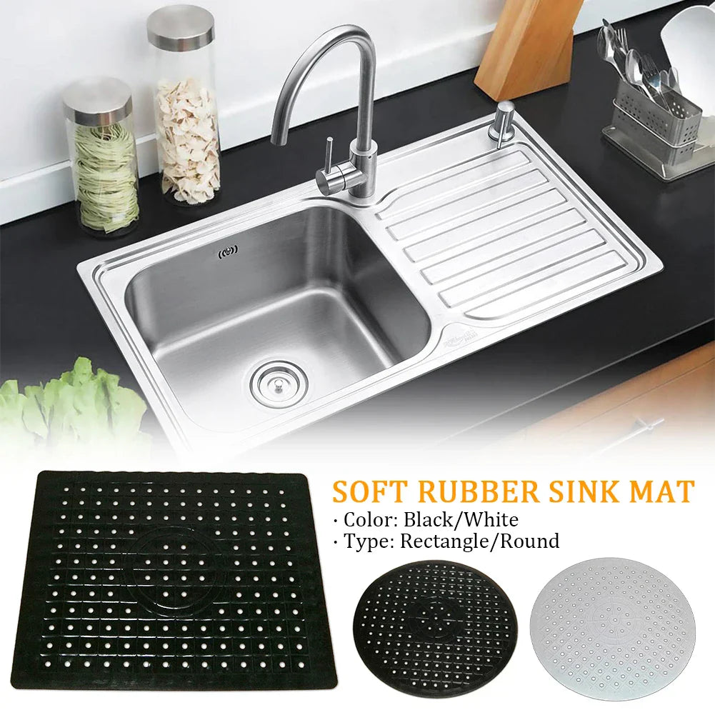Maliben | Rubberin Non-Slip Sink Mat Made Of Rubber | Heat-Resistant Draining Mat & Base | Soft Silicone Mat FOr Kitchen & Bathroom | Rectangular or Round