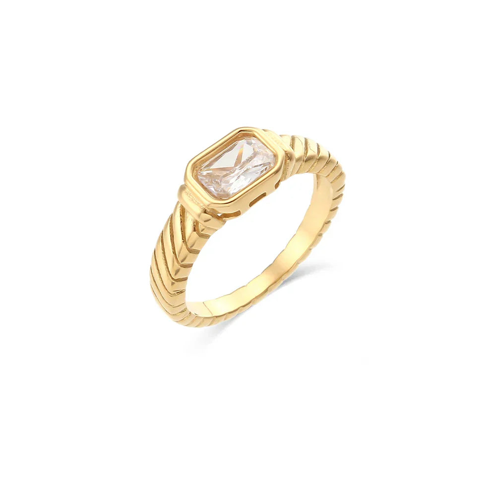 Maliben | Cross Striped Baguette Diamond Ring