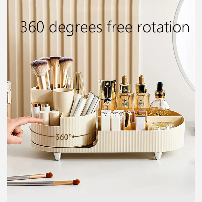 Maliben | Clearlyn Spinbox Rotatable Make-Up Organizer Made Of Plastic | Cosmetic Box With Compartments | 360° Rotating & Space-Saving | Acrylic Look
