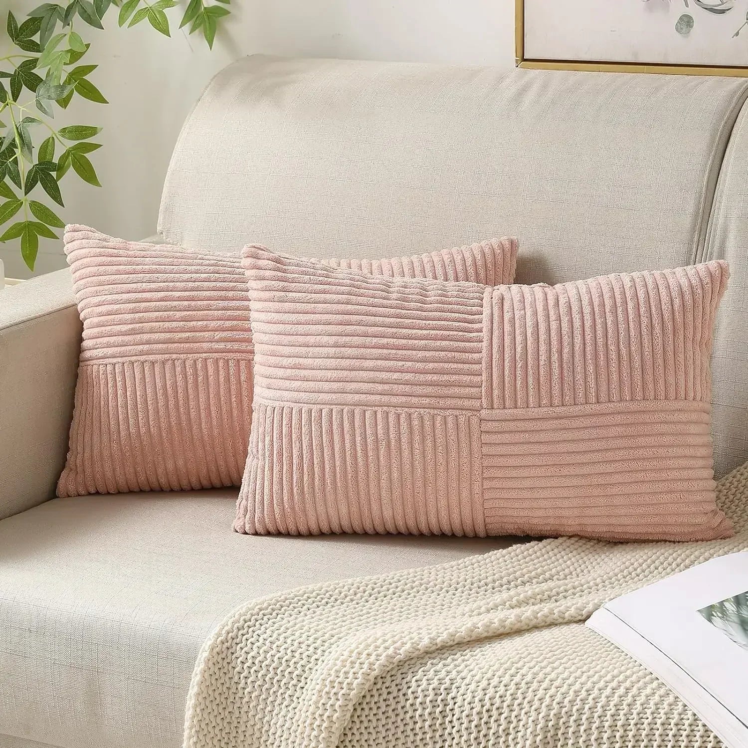 Maliben | Velvetaura Cushion Cover - Stylish Striped Cushion Covers In Luxury Corduroy Set