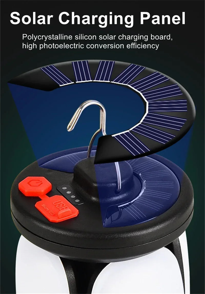 Maliben | Lumalite Solar Camping Lamp | Usb & Solar Charging | 6 Light Modes | Foldable & Power Bank – 1000 Lumen
