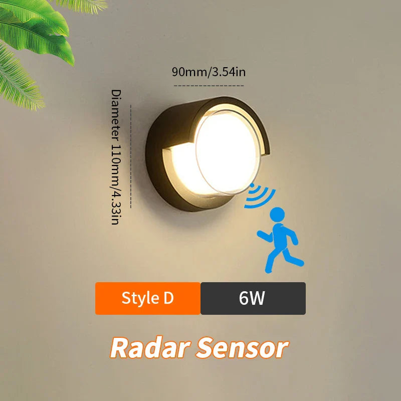 Maliben | Led Wall Light Lumoguard | With Radar Motion Sensor | 6w/12w | Warm & Cold White | Ip66 Waterproof