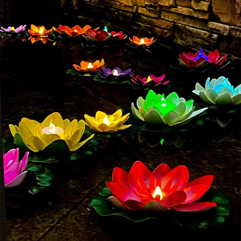 Maliben | Floating Lotus Lamp Lumilya | Led Water Sensor | Warm White Light | For Pond, Garden & Parties