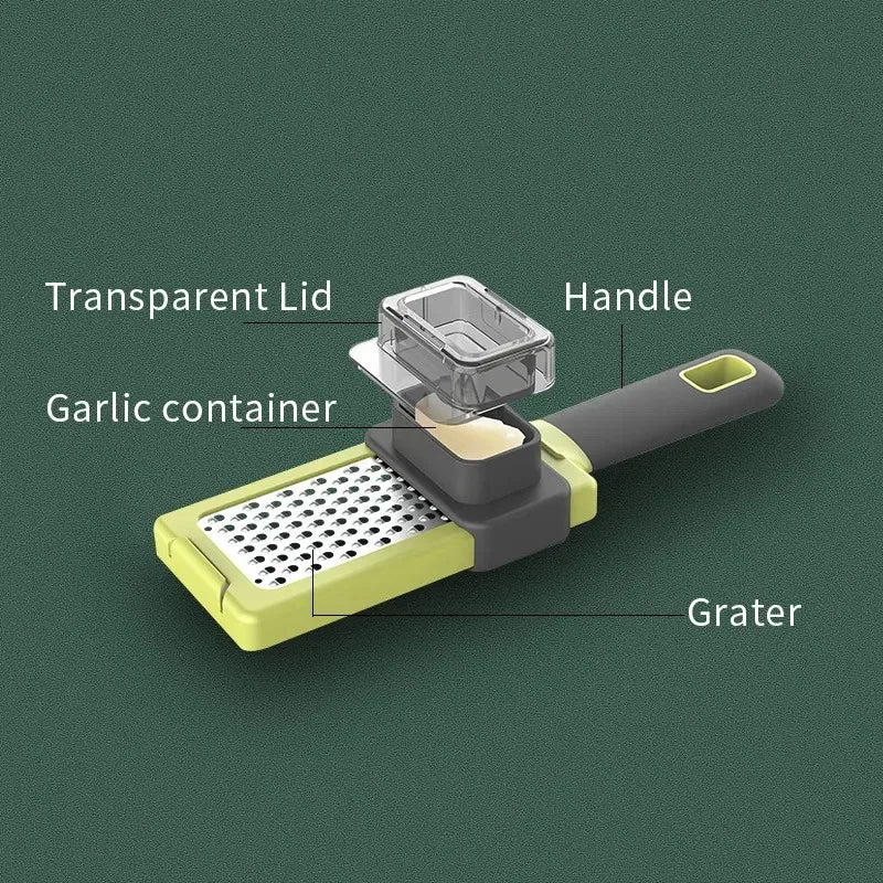 Maliben | Zestiro Garlic-Ginger Grater | Manual Stainless Steel Press | Ergonomic Chopper For Onion, Garlic & Ginger | Non-Slip & Efficient