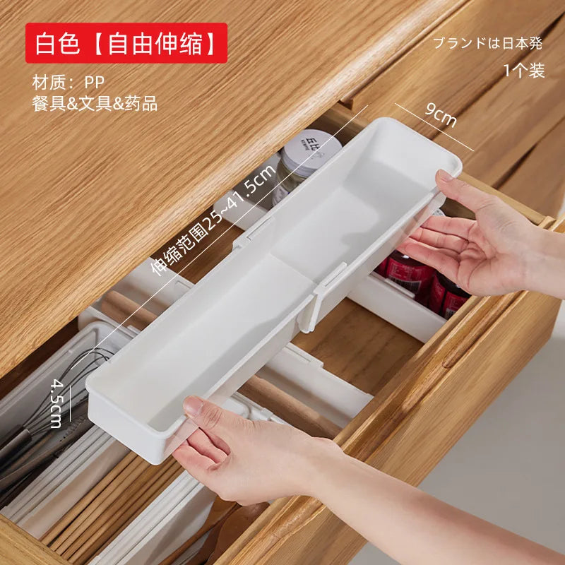 Maliben | Flexisort Cutlery Tray | Expandable Cutlery Organizer | Flexible & Space-Saving | White