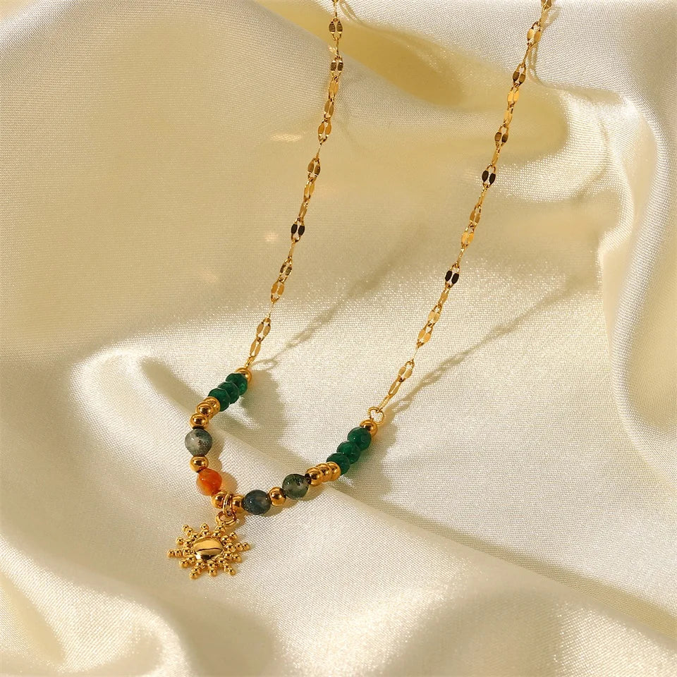 Maliben | Dainty Boho Inspired Sun Pendant Necklace