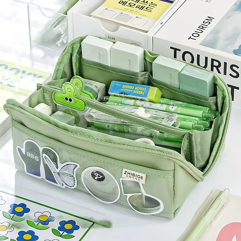 Maliben | Pencil Case Kidzora Crystalbag | Transparent & Versatile | 10-Pocket Design | Large Capacity For School & Leisure