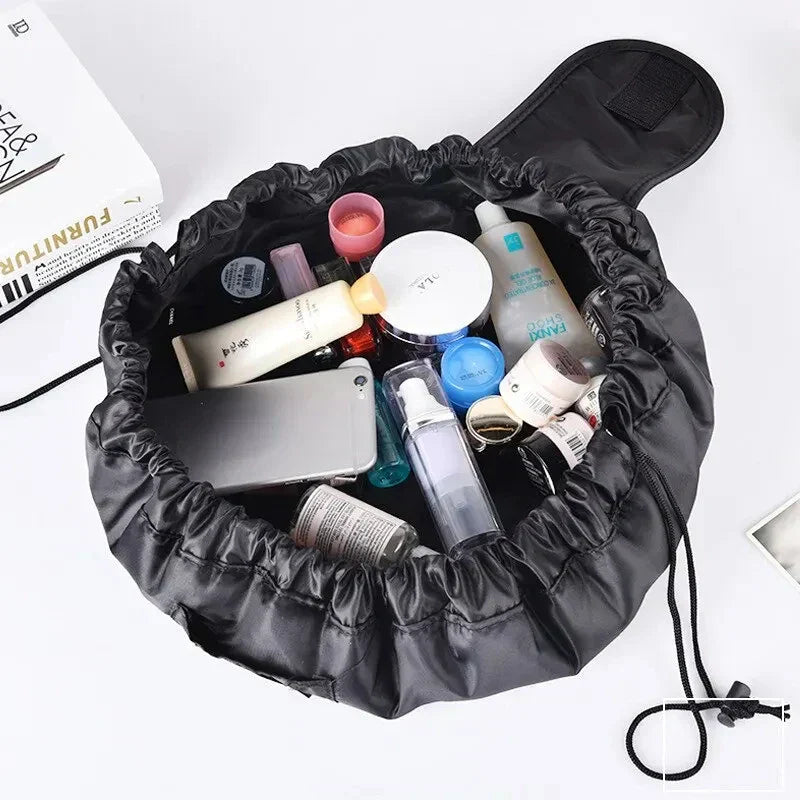 Maliben | Glamfold Cosmetic Bag | Spacious Bag With DrawstrIng For Stylish And Practical Use in Black