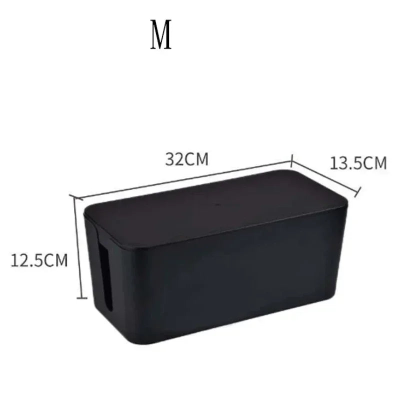 Maliben | Kabelux Cable Box With Lid | 32×13×12 Cm | Socket & Charging Cable Organizer | Dust Protection For Power Supplies & Routers