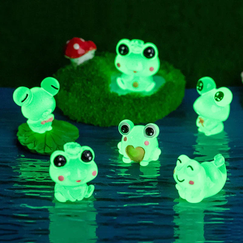 Maliben | Lumofrosch Figure Set | Glowing Mini Frogs | For Fairy Garden, Aquarium & Decoration
