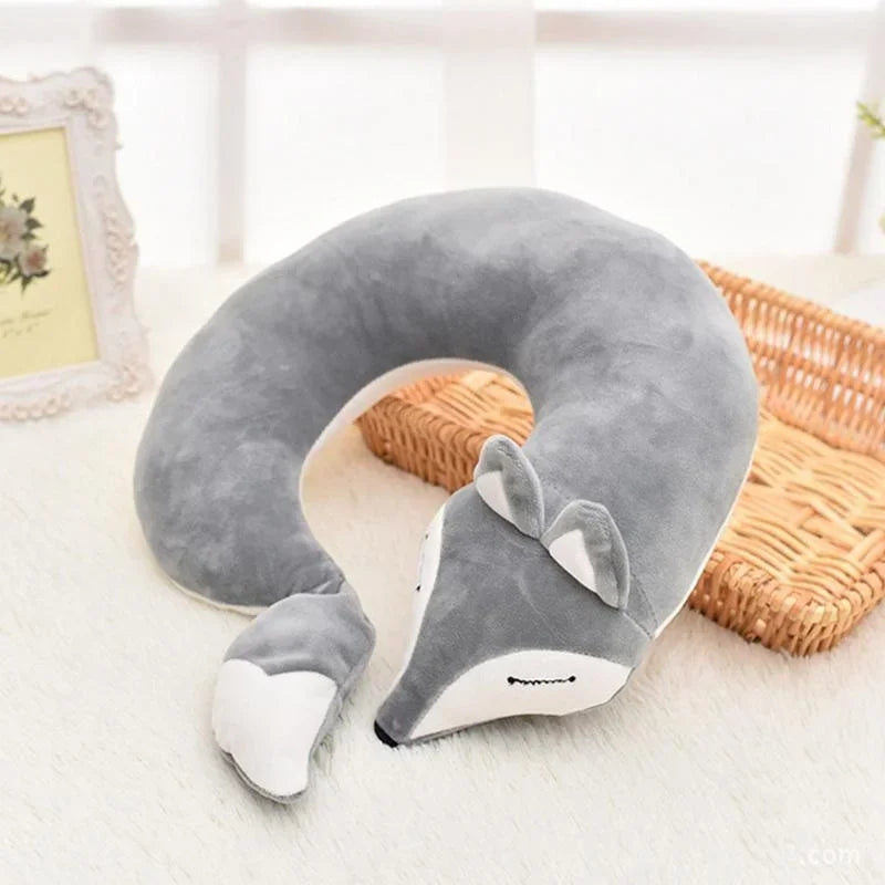 Maliben | Reisefuchs Neck Pillow | Super Soft & Ergonomic | Cartoon Fox Design | For Children & Adults