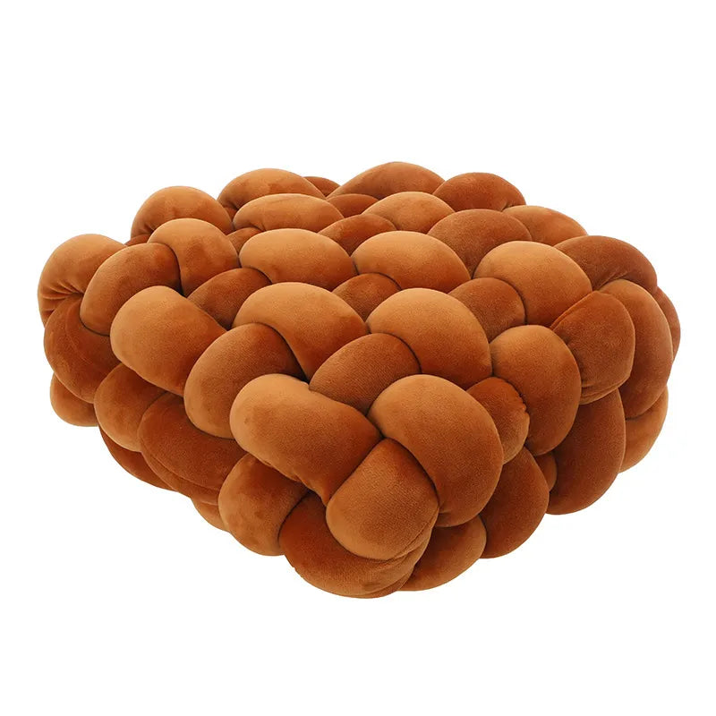 Maliben | Living Room Soft Plush Knot Pillow Sofa Pillow Solid Color Square Handwoven Home Throw Pillow Square Woven Seat Cushion Pillow