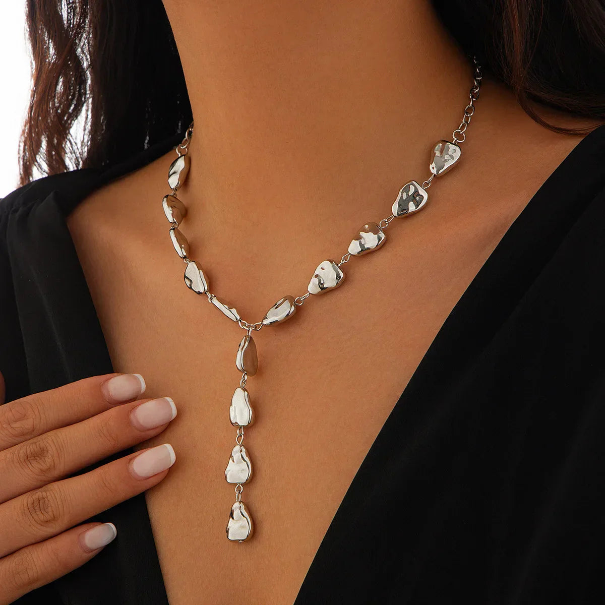 Maliben | Modern Stone Inspired Lariat Necklace