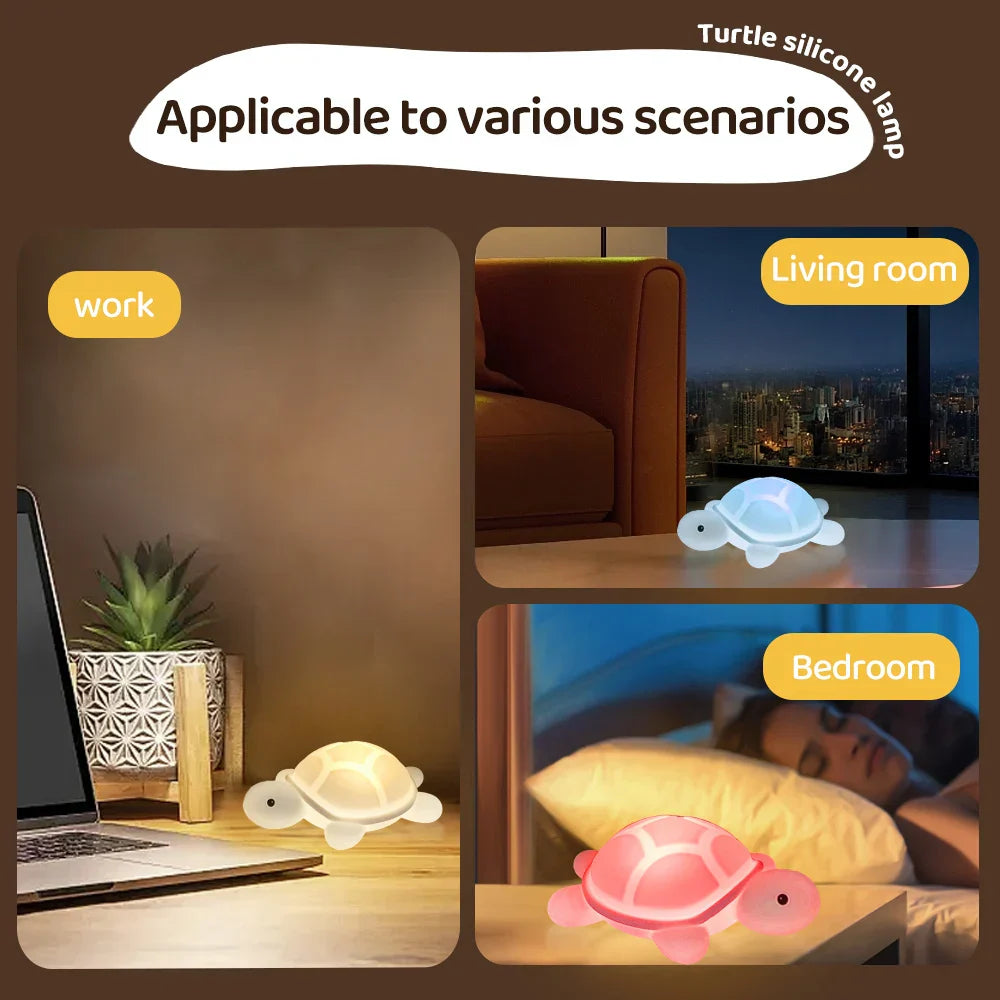 Maliben | Shellglow Led Night Light | Cute Turtle | Soft Silicone | Color Change & Warm Light | Usb-C Rechargeable | 10.2 × 15.8 × 6.1 Cm