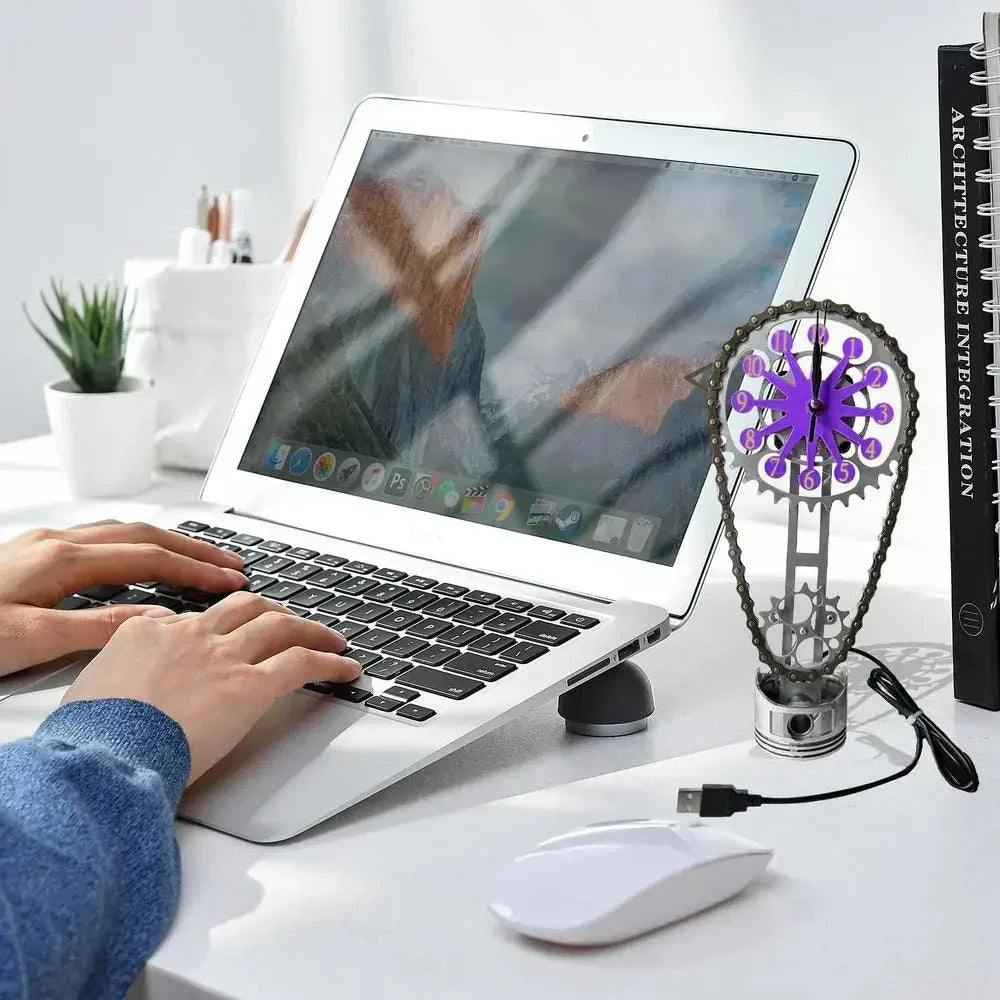 Maliben | Watch chain with movement - Silent rotating table clock