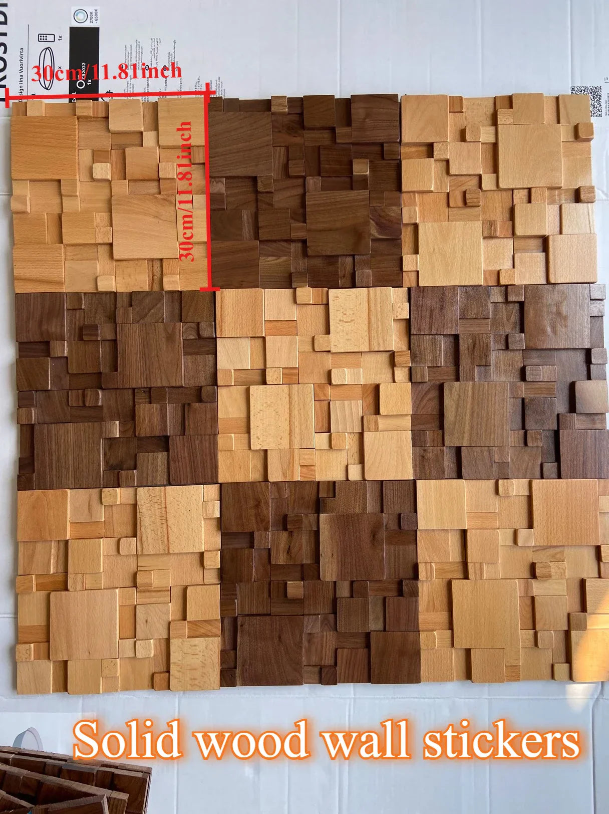 Maliben Mosaic Acoustic Wall Panels — Solid Beech & Walnut