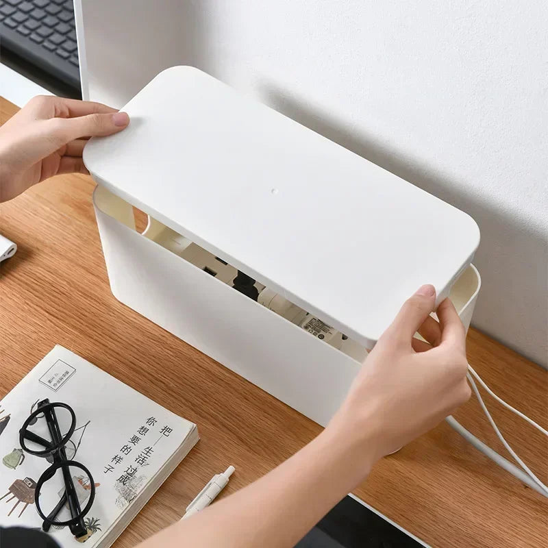 Maliben | Kabelux Cable Box With Lid | 32×13×12 Cm | Socket & Charging Cable Organizer | Dust Protection For Power Supplies & Routers