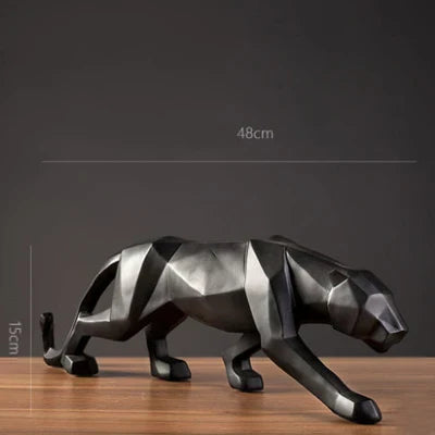 Maliben | Panther Statue, Animal Figure, Abstract Geometric Style, Resin, Leopard Sculpture, Home Office, Desktop Decoration, Crafts