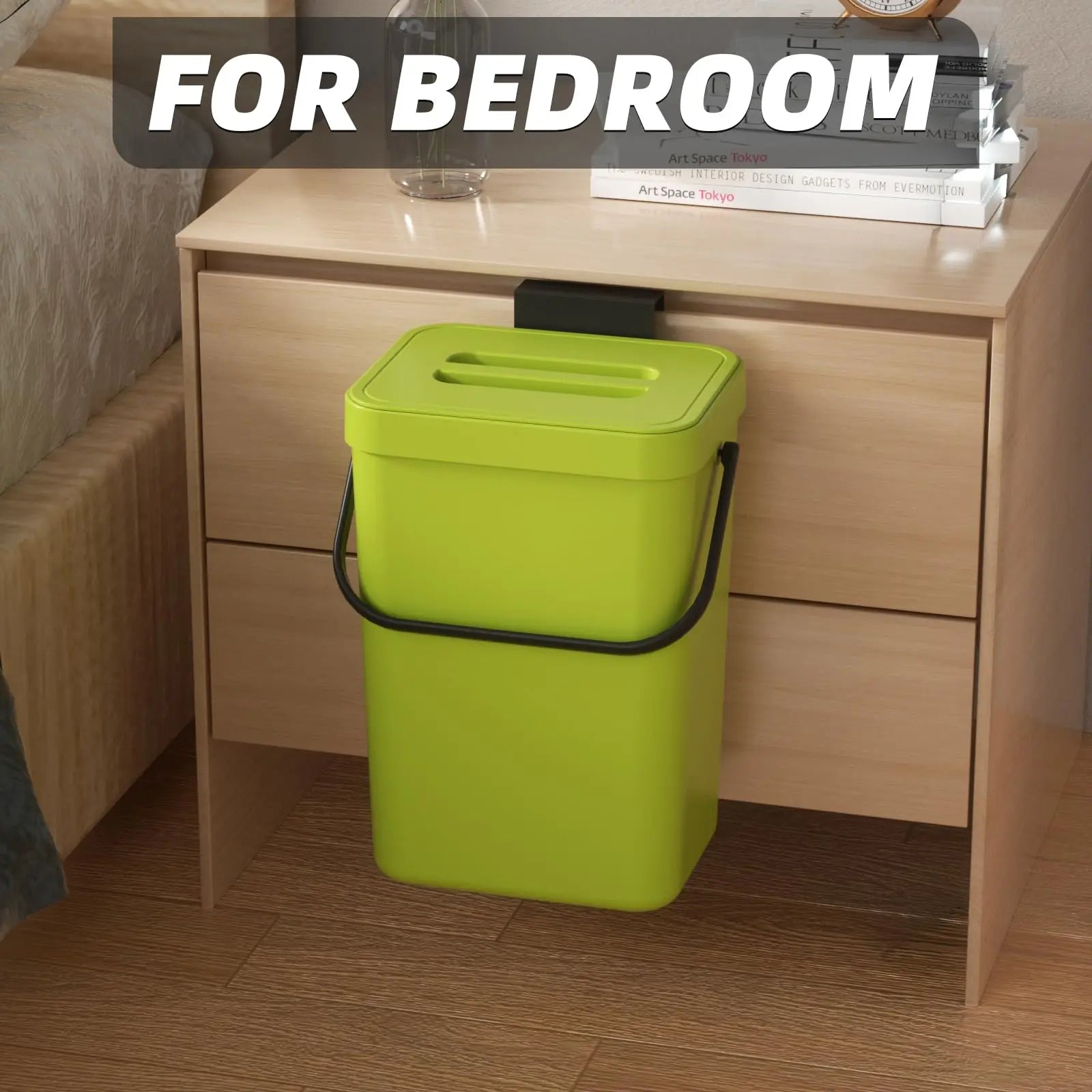 Maliben | Binova Mini Trash Can | With Lid | Hanging & Wall Mounted | Compact & Odor Blocking | For Kitchen, Bathroom & Office