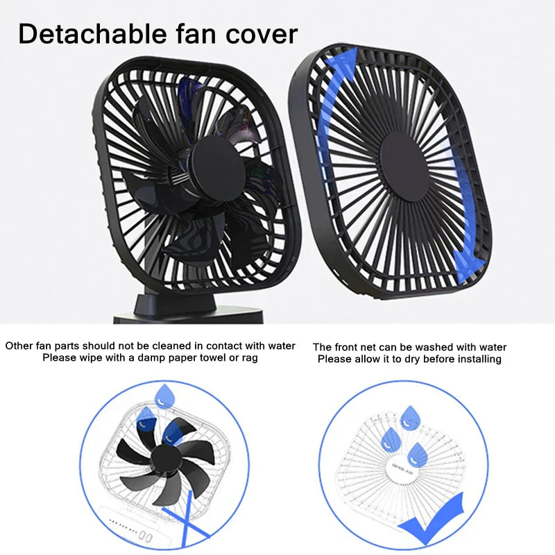Maliben | Mini Usb Fan Breezio Flex | Rechargeable With 5000 Mah Battery | 3 Levels & Timer | Foldable & Quiet For Office, Camping & Home