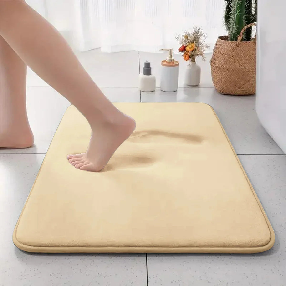 Maliben | Thick Plain Non-Slip Bath Mat Made Of Flannel With Absorbent Capacity