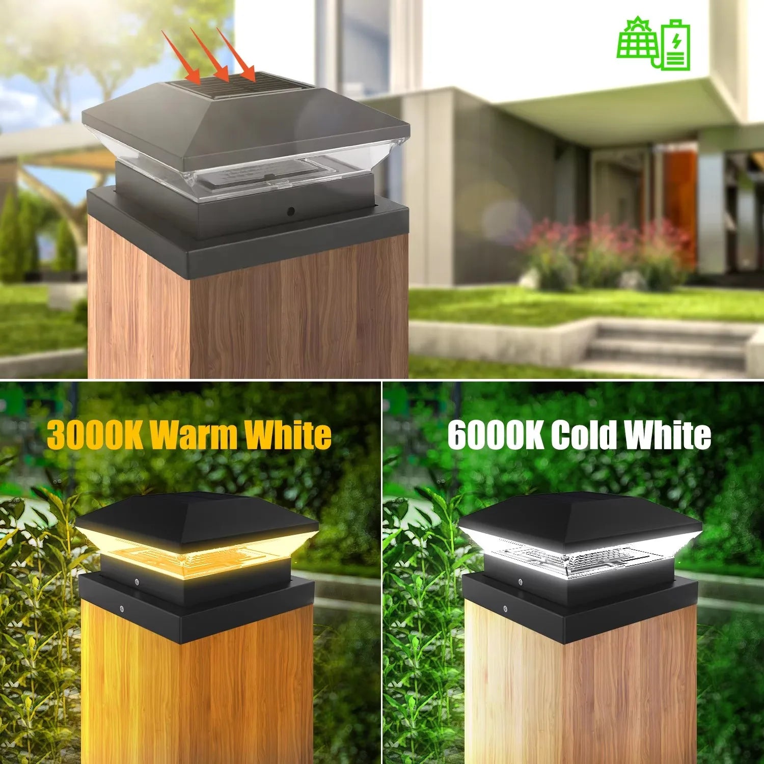Maliben | Solar-Post Light Lumicolumna | Adjustable Warm & Cool White | Ip65 Waterproof | For Fence, Garden & Gate Pillar